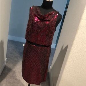 Red Sequin Sleeveless Dress